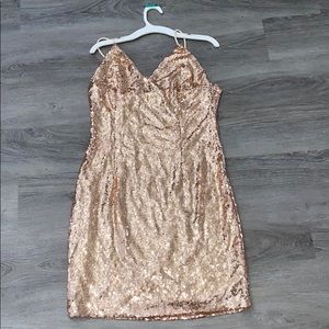 Rose gold mini dress
